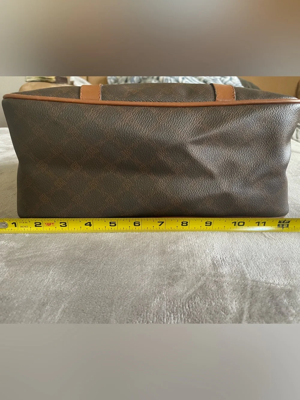 Vintage Bally Monogram Boston Bag Brown Leather Trim Made in Italy
